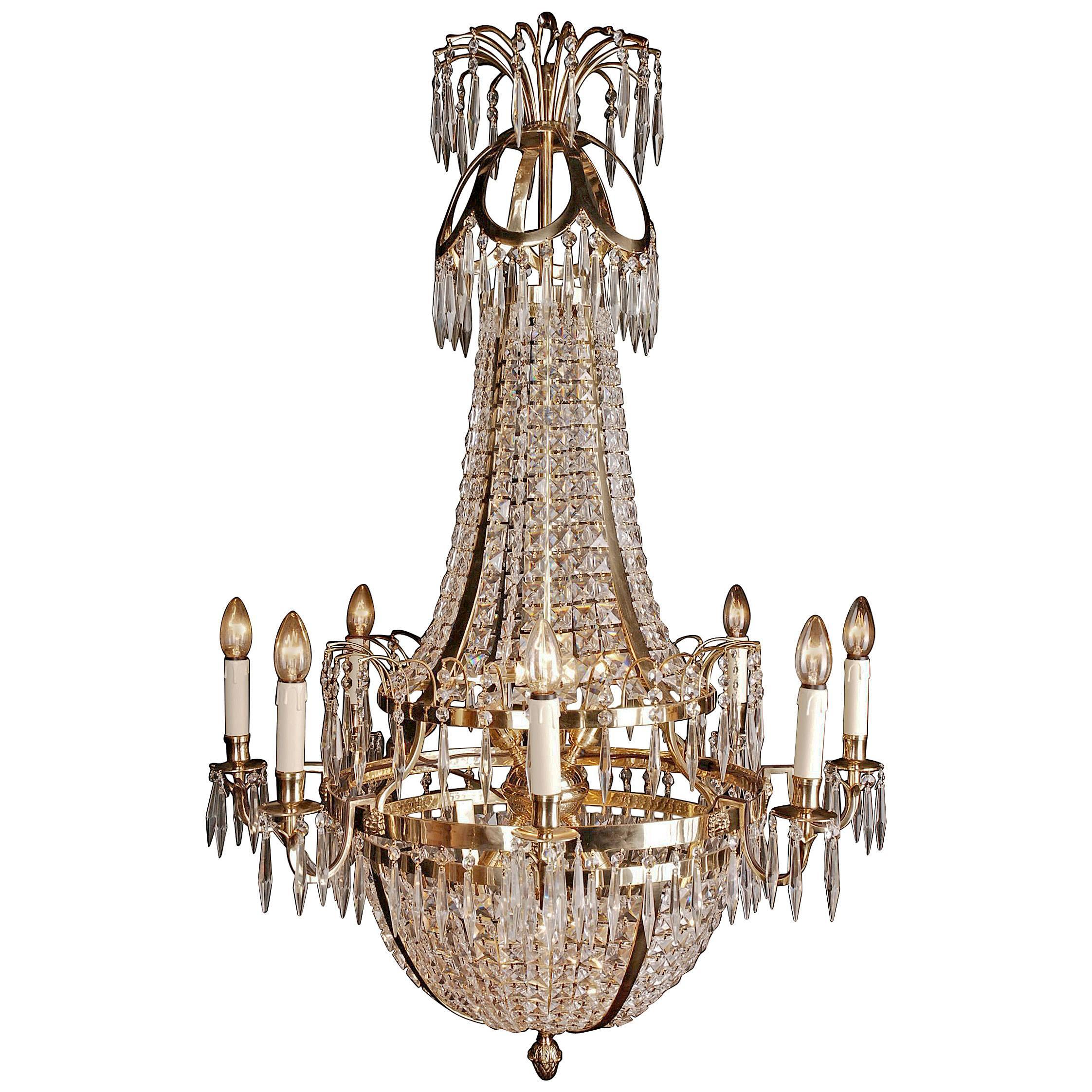 20th Century Classicist Style Swedish Empire Ceiling Candelabra Chandelier