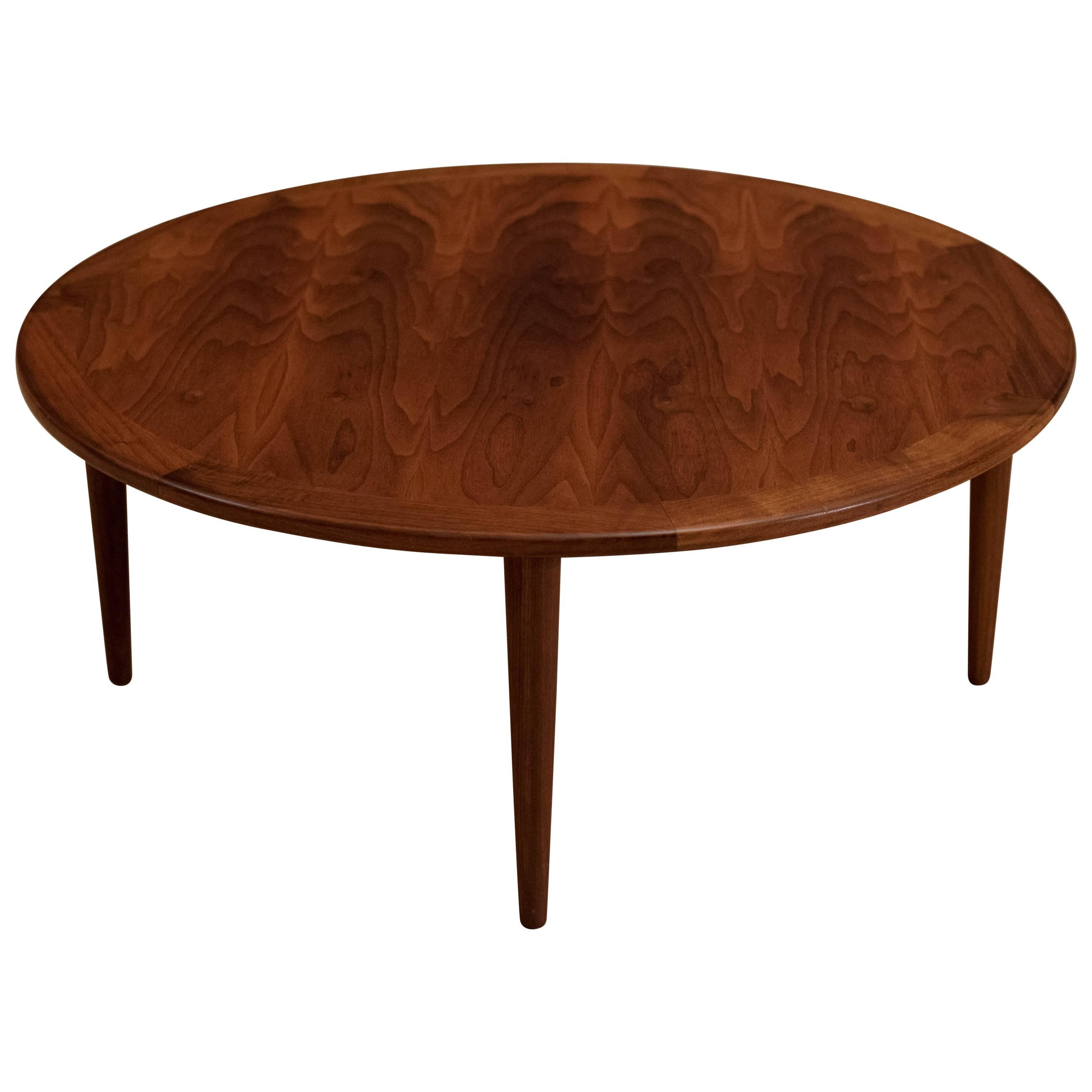 MidCentury Walnut Round Coffee Table at 1stDibs