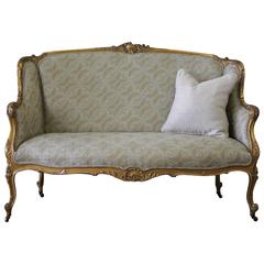 19th Century Louis XV Giltwood Carved French Settee