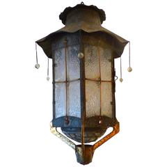 Mid-Century Vintage Japanese Motif Lantern with Cranes