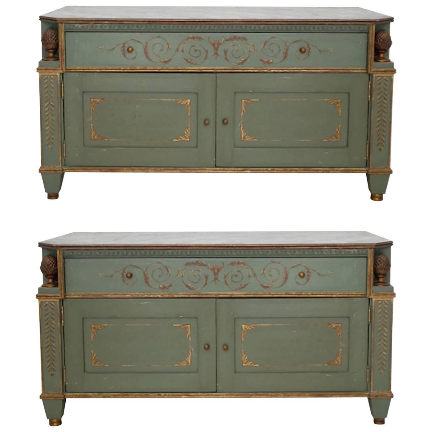 Pair of Neoclassical Style Painted Commodes