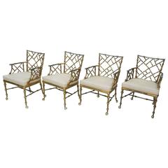 Set of Four Used Metal Bamboo Armchairs by Phyllis Morris