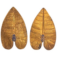 Pair of Art Deco Brass Leaves in the Style of Tommaso Barbi