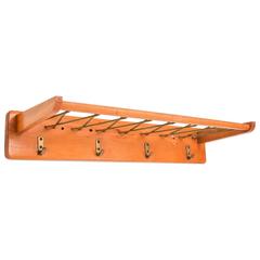 Vintage French Coat Rack in Maple Wood 9