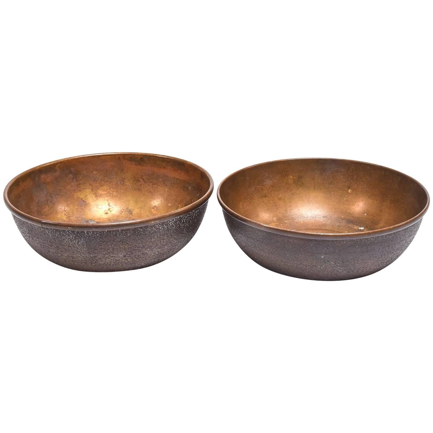 Pair of Art Deco Brass Bowls