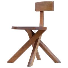 S34 Chair in Elm by Pierre Chapo, 1970s