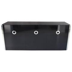 Style of Willy Rizzo Black High Gloss Sideboard, by Mario Sabot, Italy, 1970