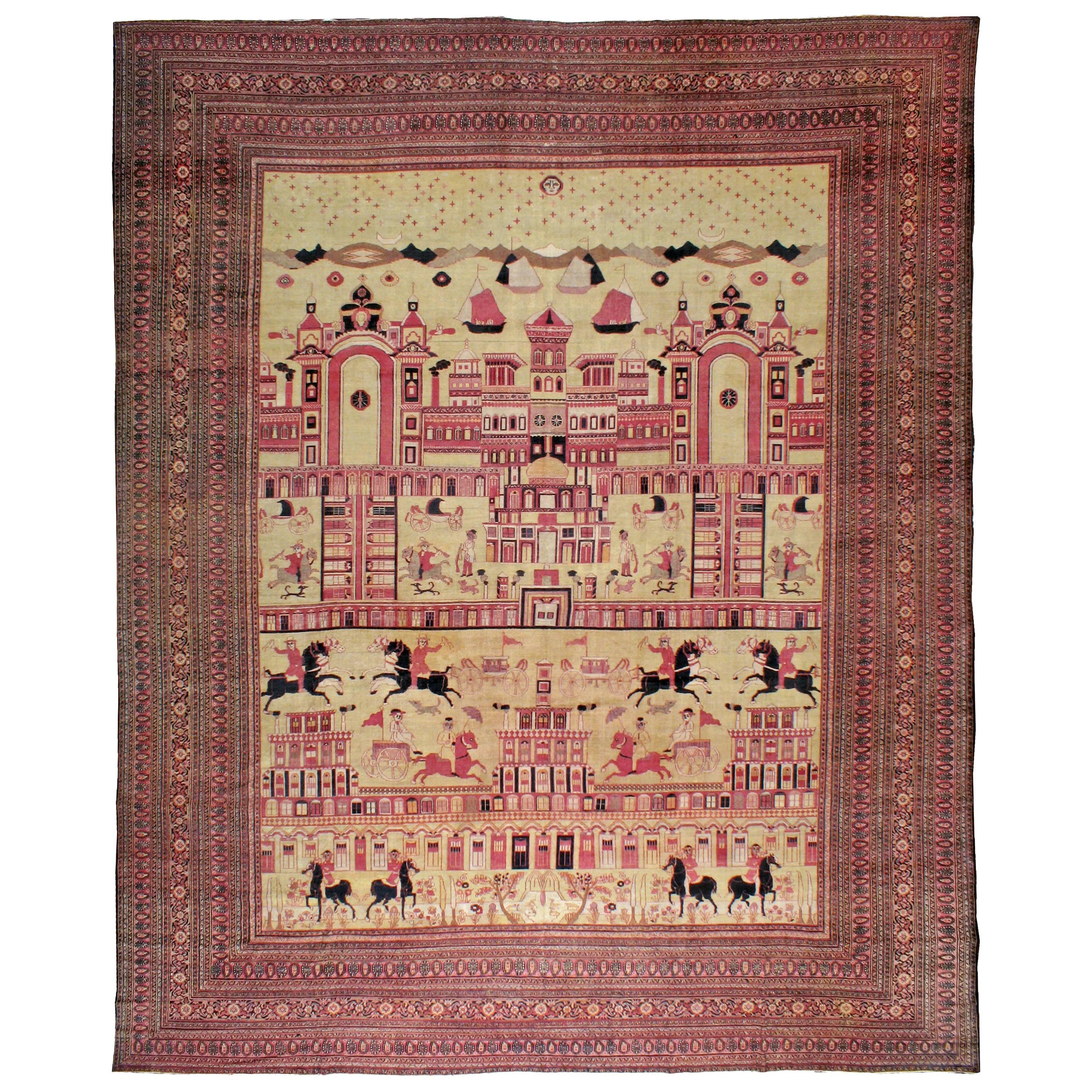 Antique Persian Pictorial Khorassan Carpet