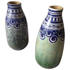 Pair of Beautiful Charles Catteau Art Deco Keramis Ceramique Vases, Belgium