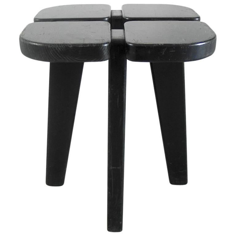 Lisa Johansson-Pape Stool in Black Stained Pine for Stockmann AB, Finland, 1950