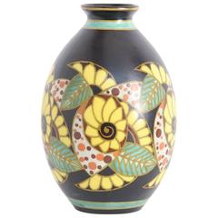 Art Deco Polychrome Earthenware Vase by Leon Lambillotte for Boch Keramis, 1927