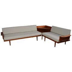 Edvard & Tove Kindt Larsen Teak Daybed Sofa Set and Corner Table, Denmark, 1964