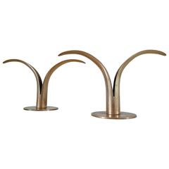 Brass Candleholders Lily by Ivar Alenius-Bjork for Ystad Metal, Sweden, 1950s