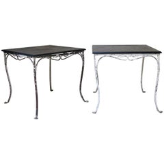 Mesa cuadrada de hierro pintado y pizarra, hacia 1920