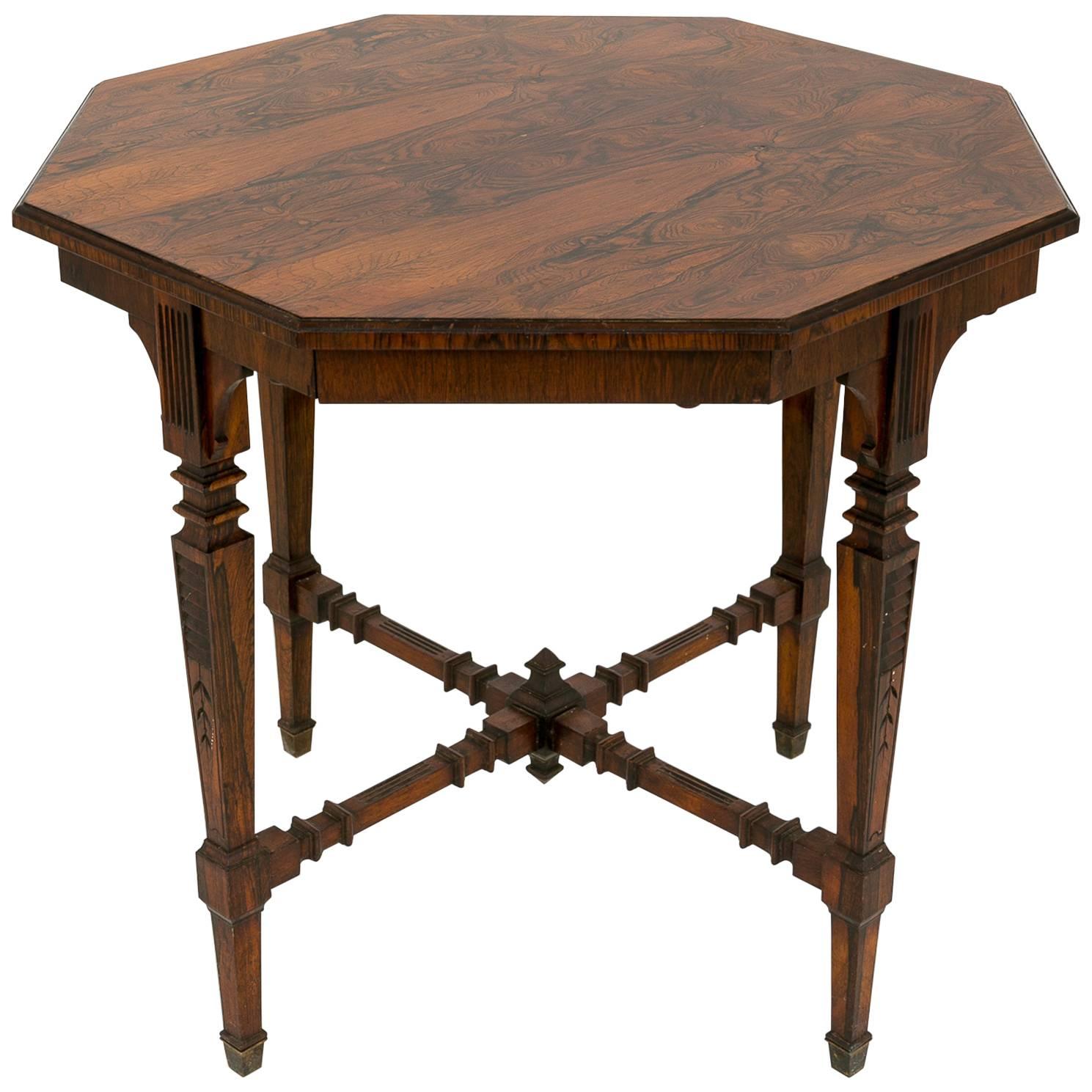 Late Victorian Rio Rosewood Octagonal Occasional Table For Sale