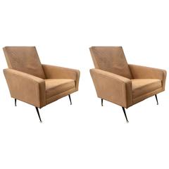 Pair of Italian Leather Armchairs