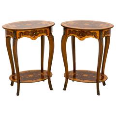 Pair of French Inlaid End or Bedside Tables