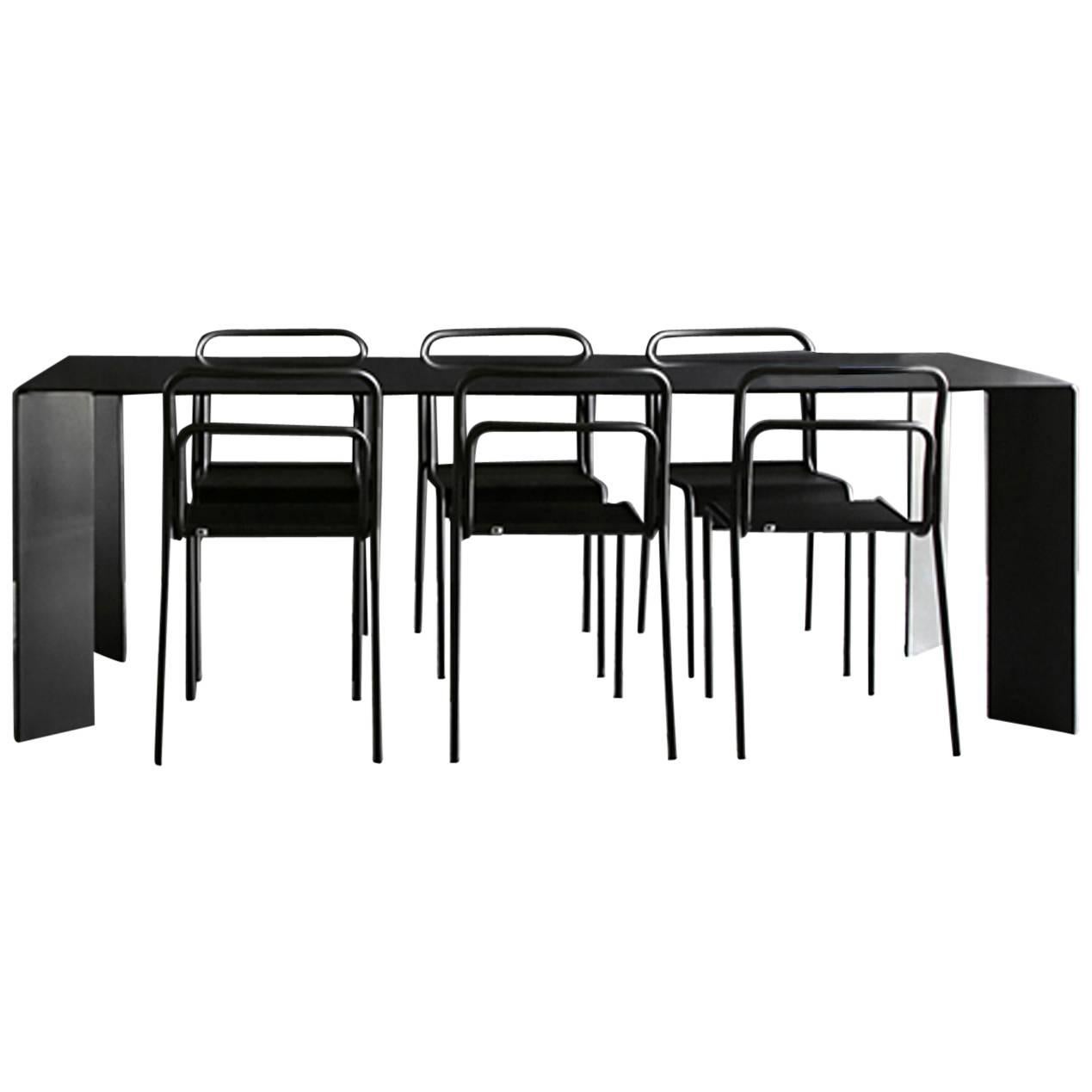 Acier Black Dinning Table in Hand Crafted Steel