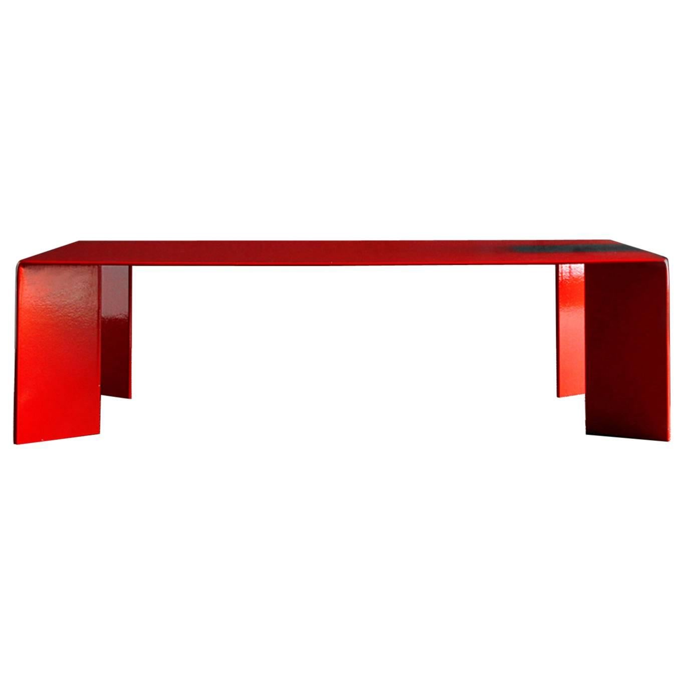 Laqué Rouge Coffee Table in Red Lacquered Steel