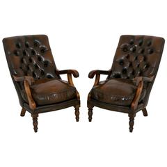 Pair of Victorian Mahogany Open Armchairs