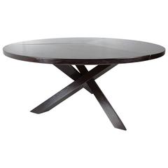 Dutch Mid-Century Large Round Oak Tripod Table by Martin Visser, 1960s Dutch Mid-Century Large Round Oak Tripod Table by Martin Visser, 1960s