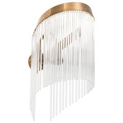 Rare Art Deco wall lamp in brass and glass 12