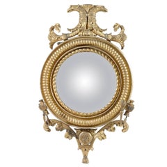 Antique Early 19th Century Gilt Convex Mirror