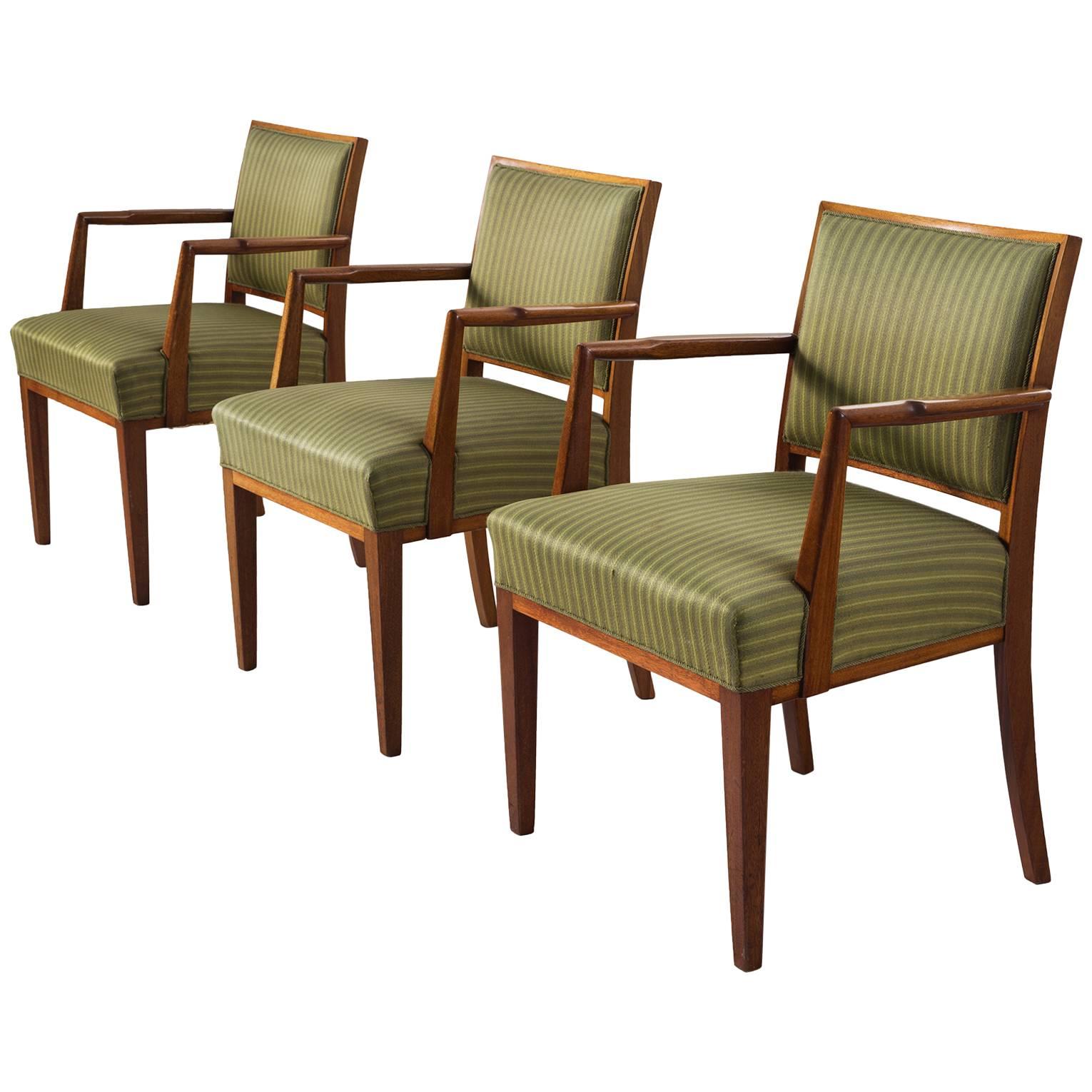 Set of Three Scandinavian Armchairs in Teak