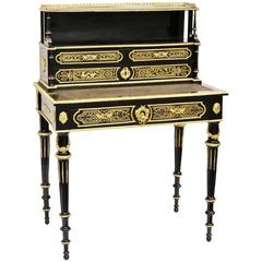 19th Century Unique, Rare French Desk Napoleon III, Boule Style Marquetry