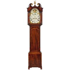 18th Century George III Mahogany Painted Dial Longcase Clock