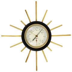 Vintage Mid-Century Sputnik Weather Station, Barometer, Thermometer, Maxant France, 1950