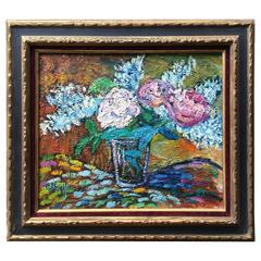 Still Life of Pink, Blue, Purple Hydrangeas, French School Gerard Albouy 4