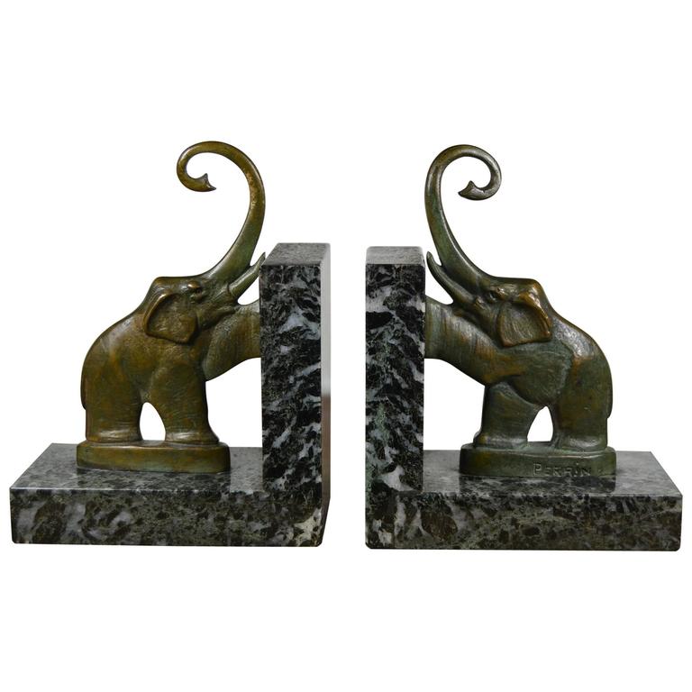 French, Art Deco Elephant Bookends at 1stDibs