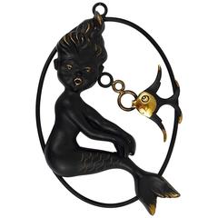 Walter Bosse Mermaid and Fish Wall Sculpture by Hertha Baller, Austria, 1950s 11