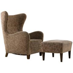 Thorald Madsen Wingback Chair with Ottoman