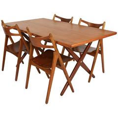 Hans J. Wegner Dining Set AT-303 Table and Sawbuck Chairs