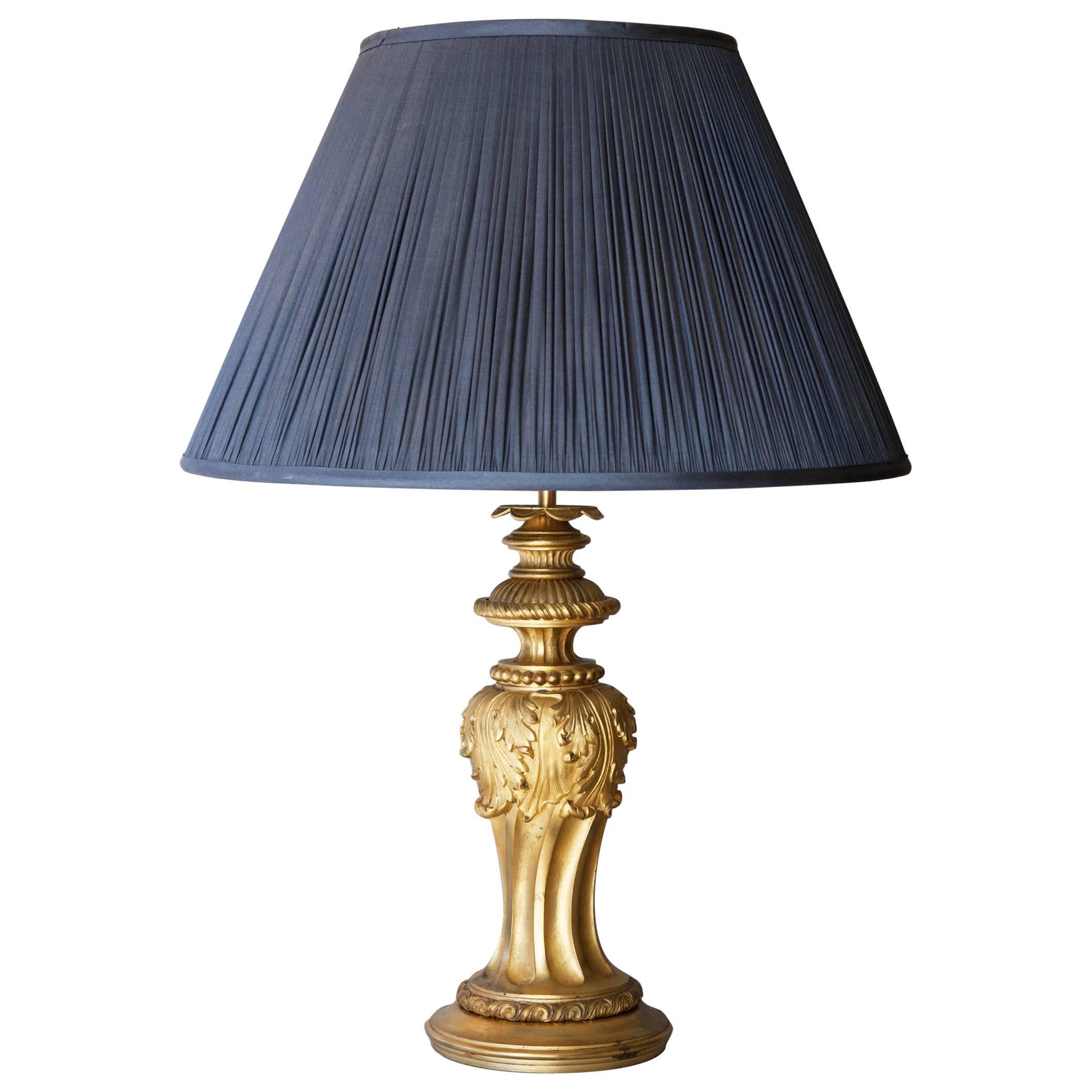 Late 19th Century Decorative Gilt Baluster Table Lamp