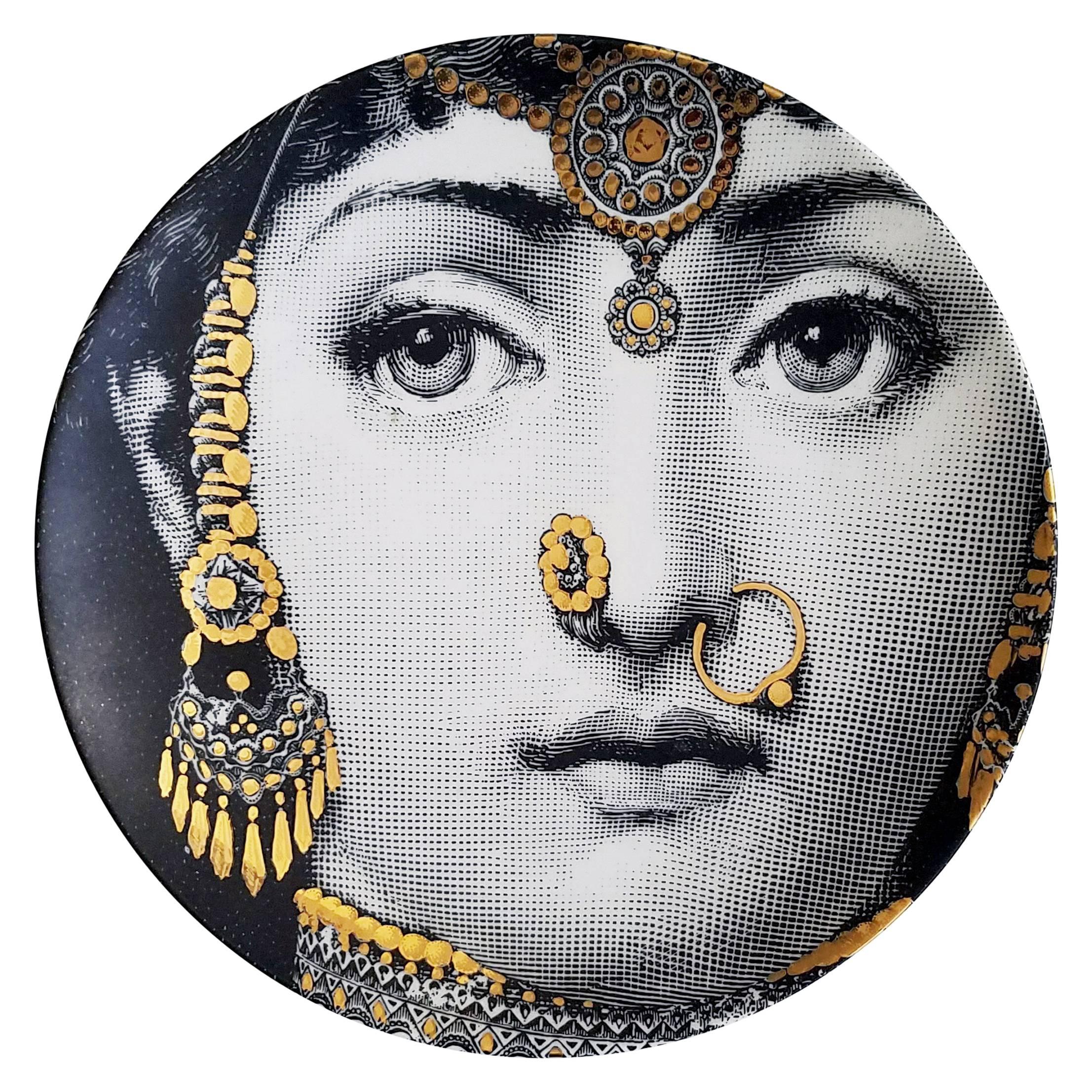 Fornasetti Tema E Variazioni Gold Plate, Number 228, Image of Lina Cavalieri