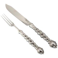 Victorian Pair of Sterling Silver Melon Carvers by Francis Higgins, London, 1860