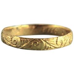 17th Century Gold Chased Posy Ring