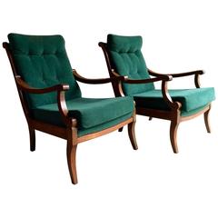 Antique Armchairs Pair Victorian Beech, 19th Century, Continental 6