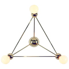 Lina 3-Light Triangle Flushmount, Polished Brass, Large Minimal Geometric Sconce