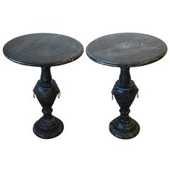 Italian Neoclassical Black and White Marble Round Side Tables, Italy 6