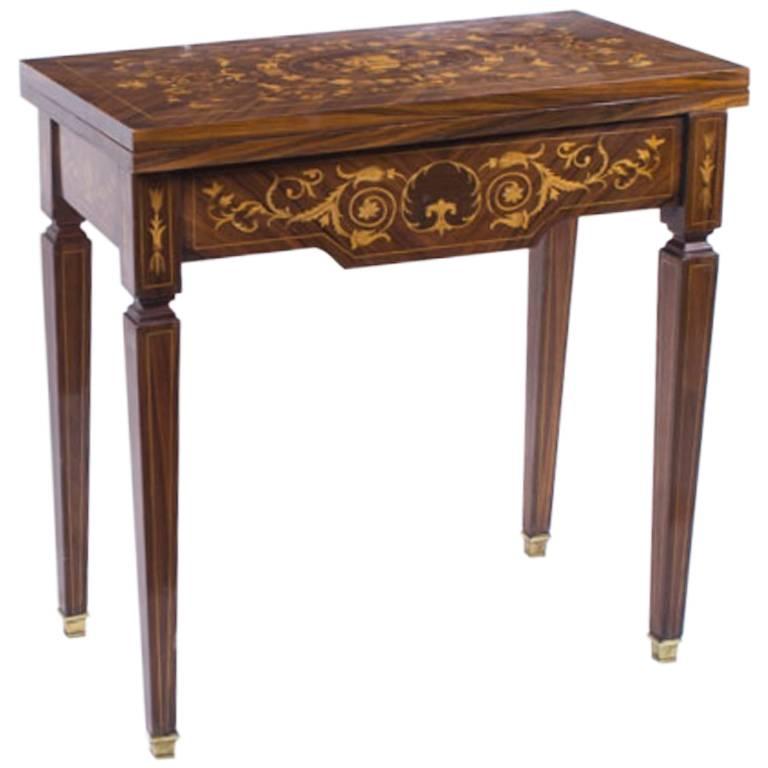 Louis XV Style Marquetry Card Games Table Rosewood