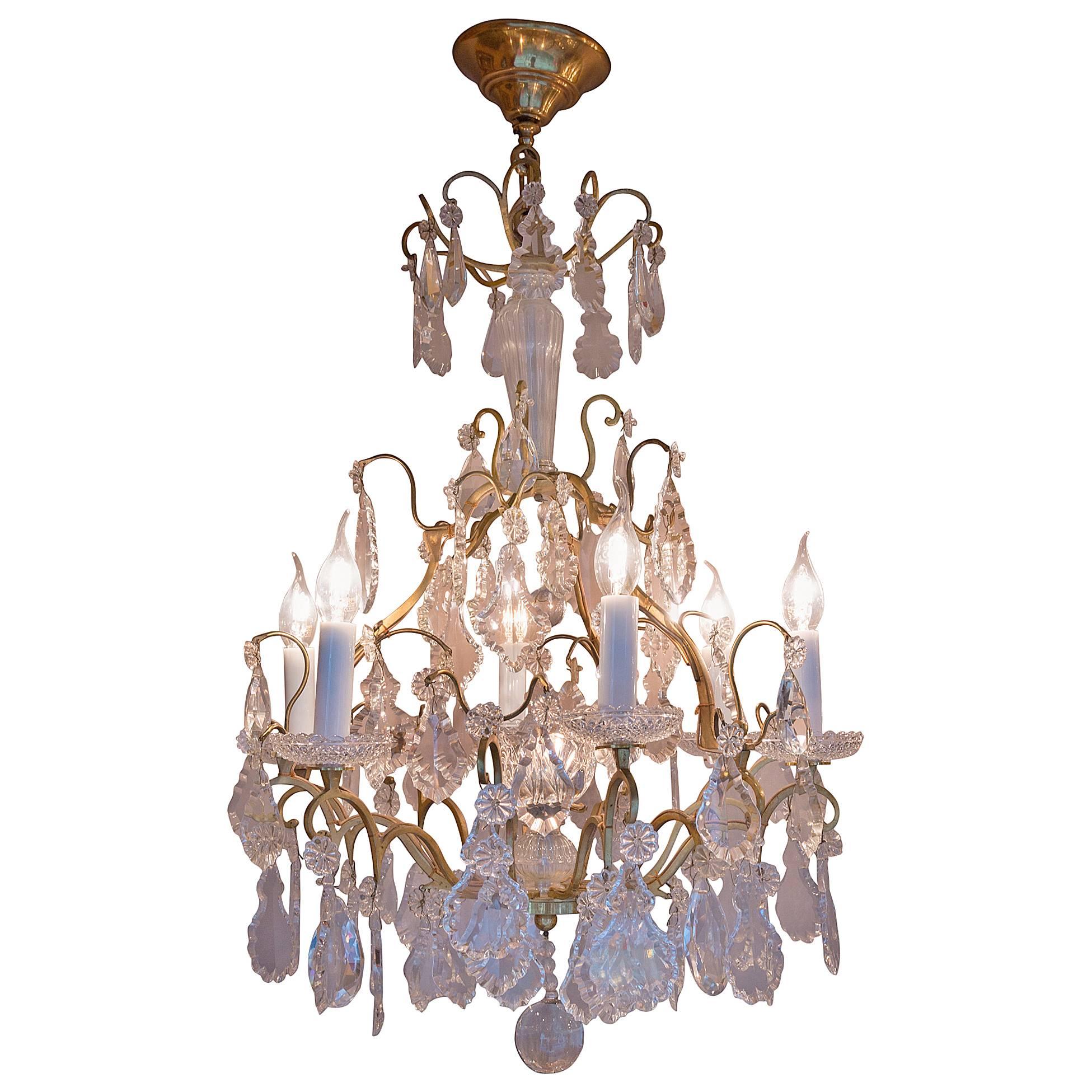 Small French Louis XV Style Gilt Bronze and Crystal Chandelier, circa 1900