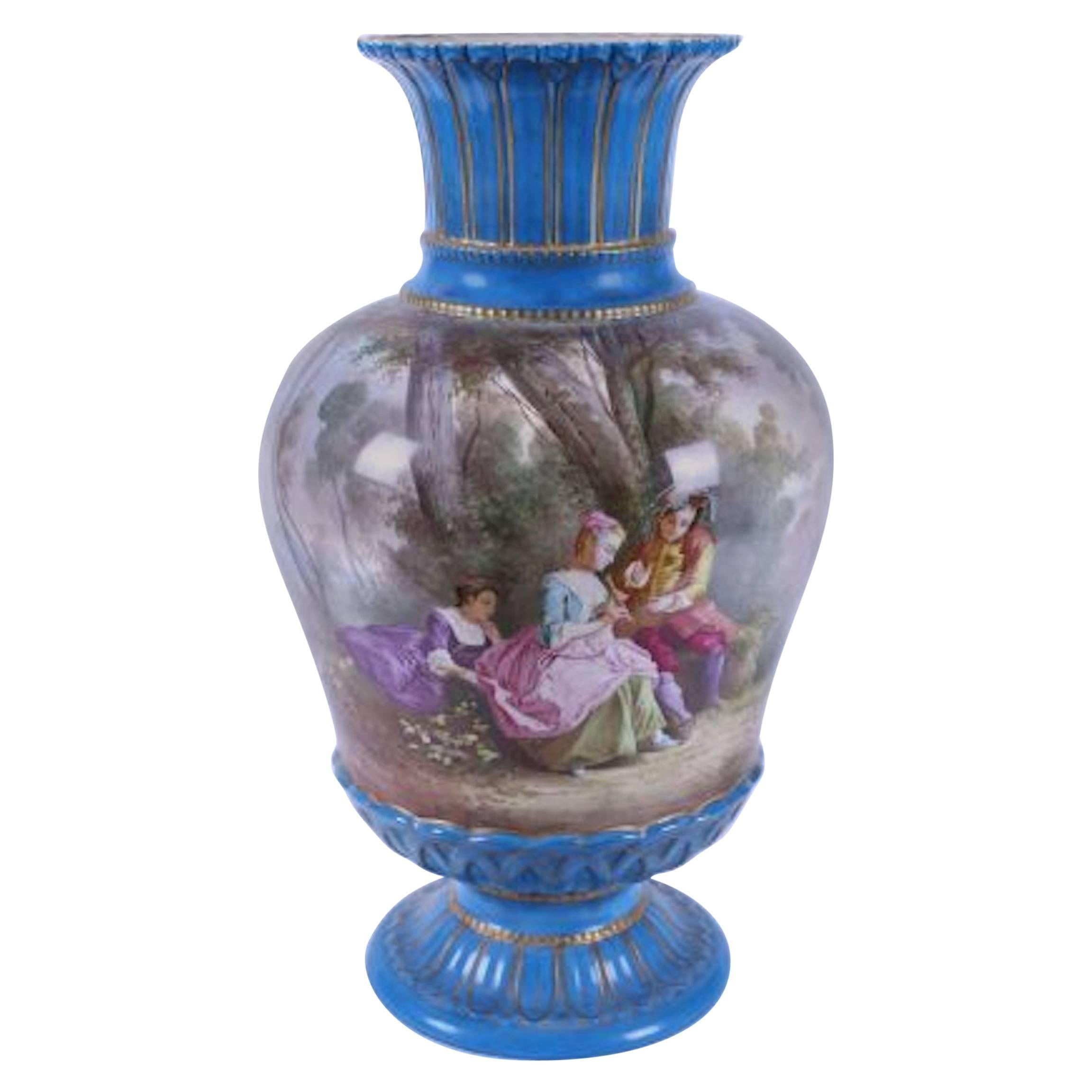 19th Century Large Sevres Porcelain Vase For Sale