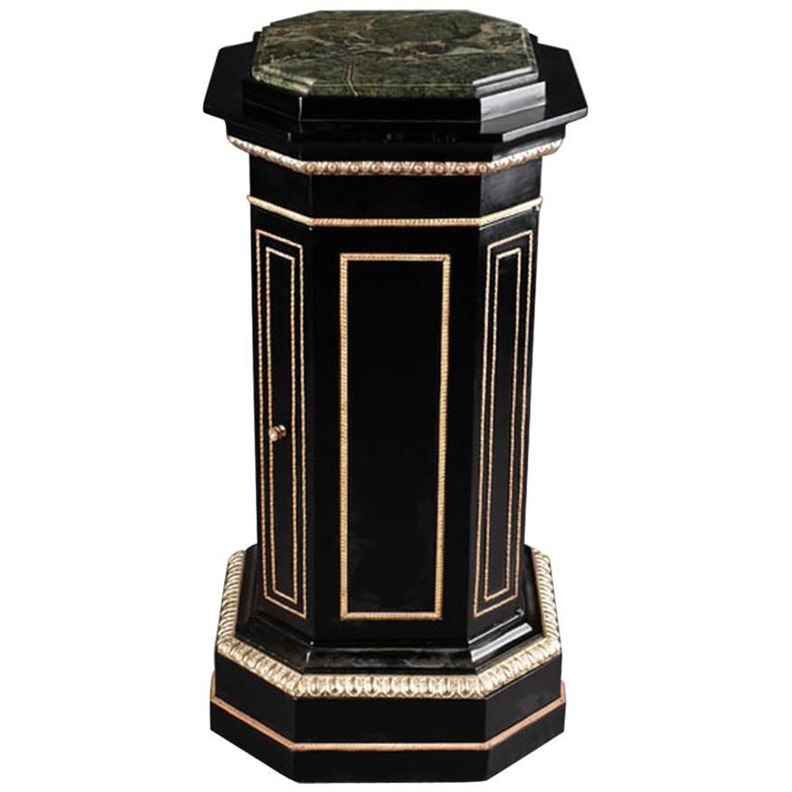 20th Century Classicist Style Column cabinet, black For Sale