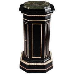 Vintage 20th Century Classicist Style Column cabinet, black