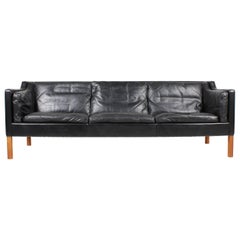 Børge Mogensen Sofa in Black Leather