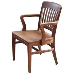 1920s Solid Oak Office Armchair by W.H. Gunlocke Chair Co